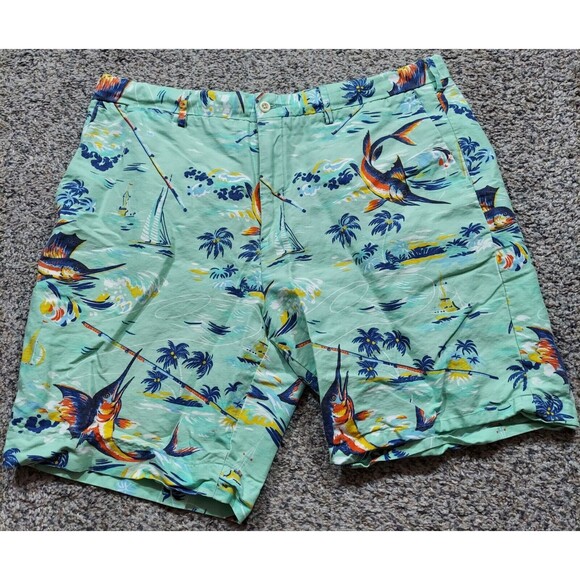 Polo Ralph Lauren Men's Marlin Fish Shorts Size 38 Tropical Hawaiian Print - Picture 1 of 6